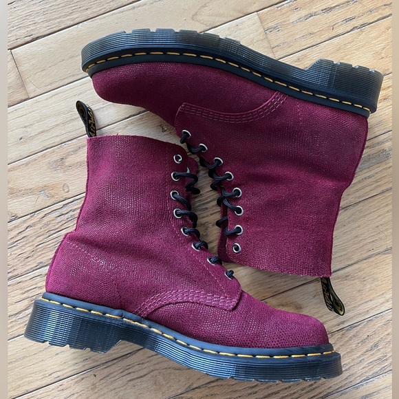 DR MARTENS 1460 Pascal Cherry Red Glitter Ray Leather Boots - Women’s 8/Men’s 7 - Picture 3 of 9